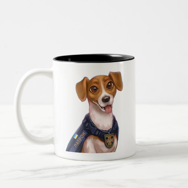 Ukrainischer Hundepatron-T - Shirt Zweifarbige Tasse (Links)