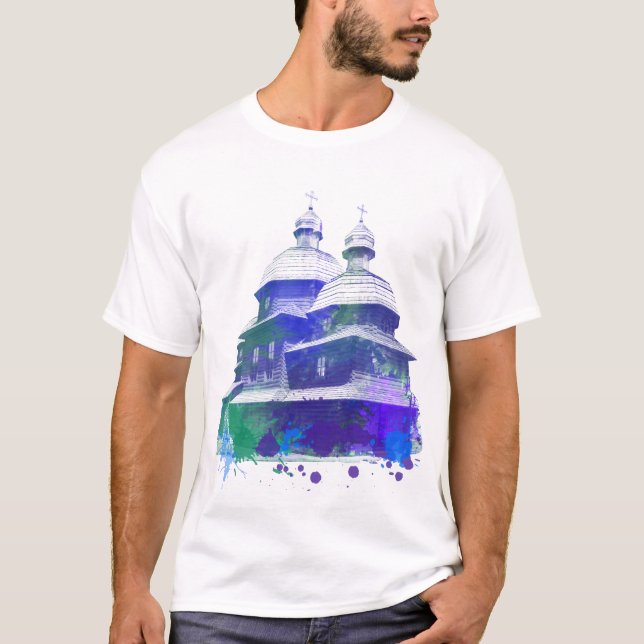 ukrainischer Kirchenwasserfarbeffekt T-Shirt (Vorderseite)