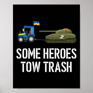 Ukrainischer Landwirt zieht aufgegebenen Panzer  Poster