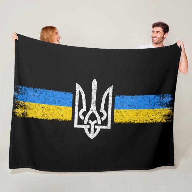 ukrainischer Präsident - ukrainisches Flaggensymbo Fleecedecke (Beispiel)
