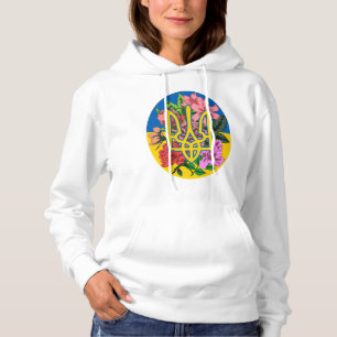 ukrainischer Präsident und ukrainische Flagge mit  Hoodie