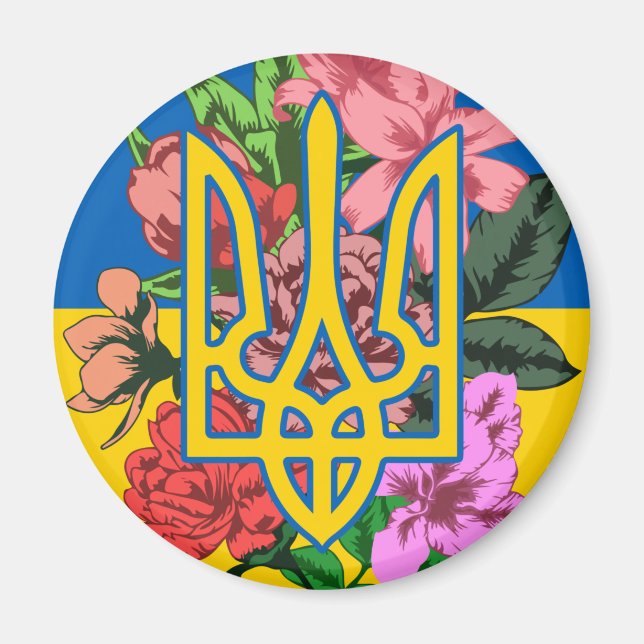 ukrainischer Präsident und ukrainische Flagge mit  Magnet (Vorne)