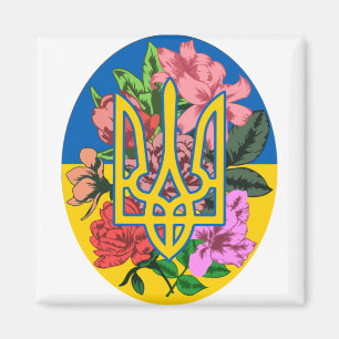 ukrainischer Präsident und ukrainische Flagge mit Magnet