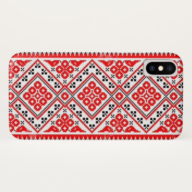 Ukrainischer roter Sun-Stickerei iPhone Case-Mate iPhone Hülle (Rückseite (Horizontal))
