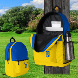ukrainischer Rucksack, Tryzub und ukrainische Flag Bedruckter Rucksack