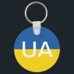 Ukrainischer Schlüsselanhänger mit runder Flagge<br><div class="desc">Ukrainische Fahne runden Taste Schlüsselkette. Blauer Schlüsselanhänger der Ukraine mit Monogramm-Buchstaben. Fügen Sie Ihren eigenen personalisierten Text oder Kostenvoranschlag hinzu.</div>