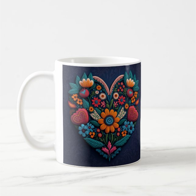 Ukrainischer Stil Herz der Blume Kaffeetasse (Links)