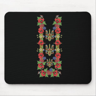 Ukrainischer Trysub Rote Mohnblumen Retro Floral U Mousepad