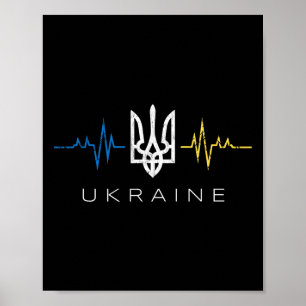 Ukrainischer Tryzub-Flagge Herzschlag - Ukraine Dr Poster