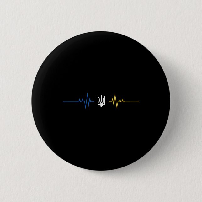 Ukrainischer Tryzub Ukraine-Flagge Herzschlag - Uk Button (Vorderseite)