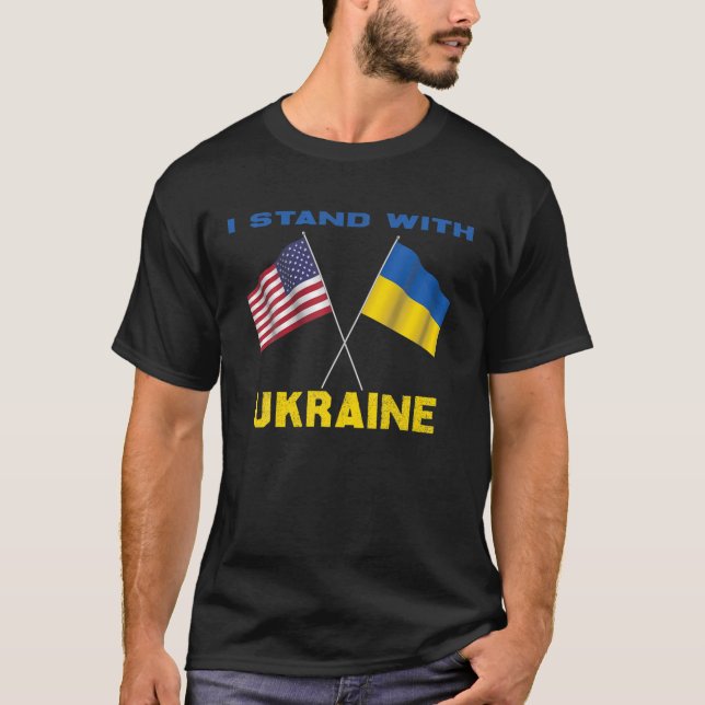 Ukrainischer Übersee steht mit der Ukraine T-Shirt (Vorderseite)