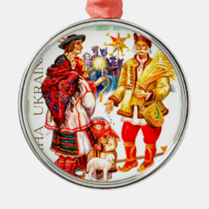 Ukrainischer Weihnachtenstern u. Didukh Ornament Aus Metall