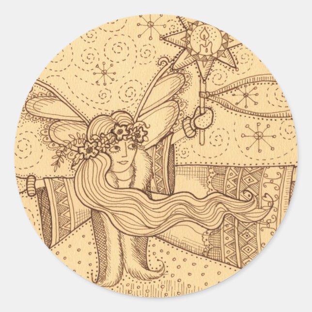 Ukrainischer Weihnachtsengel Runder Aufkleber (Vorderseite)