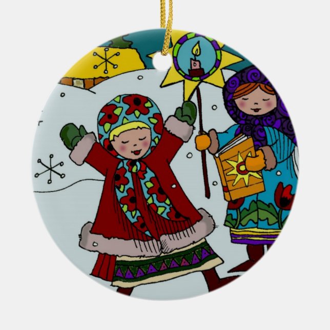 Ukrainischer Weihnachtsstern Keramikornament (Vorne)