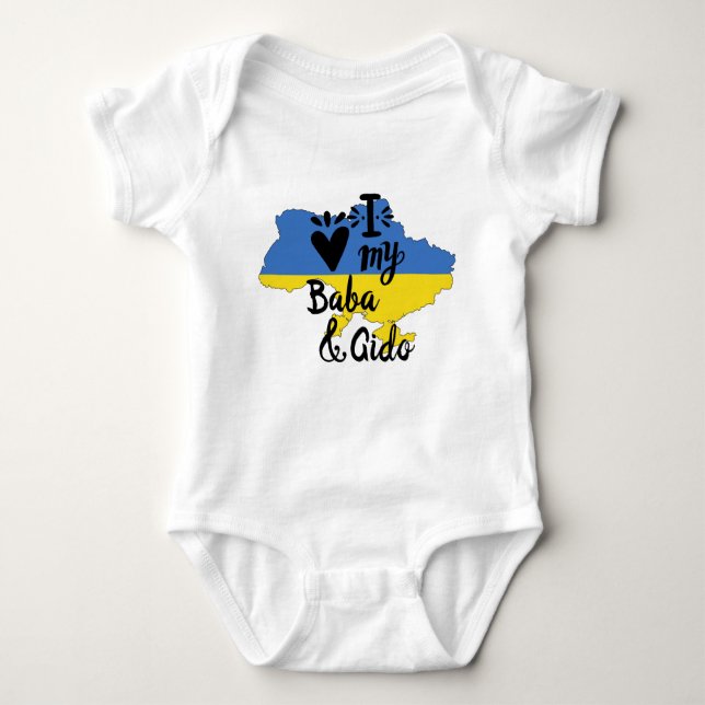 Ukrainisches Baby I Liebe Mein Baba und Gido Kleid Baby Strampler (Vorderseite)