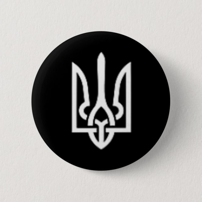 Ukrainisches Dreizack-Symbol - Ukraine Tryzub Patr Button (Vorderseite)