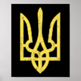 Ukrainisches Dreizack-Symbol - Ukraine Unterstütze Poster