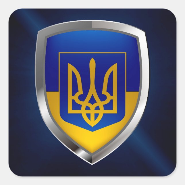 ukrainisches Emblem Quadratischer Aufkleber (Vorderseite)