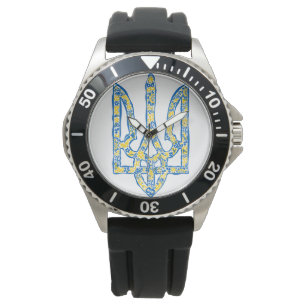 Ukrainisches Emblem trident tryzub ethnisch Armbanduhr