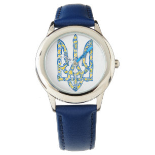Ukrainisches Emblem trident tryzub ethnisch Armbanduhr