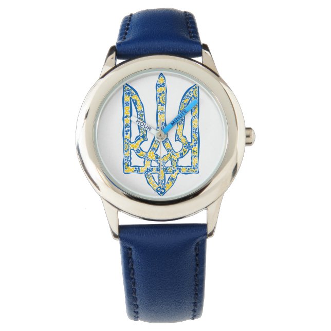 Ukrainisches Emblem trident tryzub ethnisch Armbanduhr (Vorderseite)
