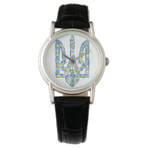 Ukrainisches Emblem trident tryzub ethnisch Armbanduhr