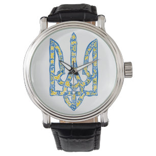 Ukrainisches Emblem trident tryzub ethnisch Armbanduhr