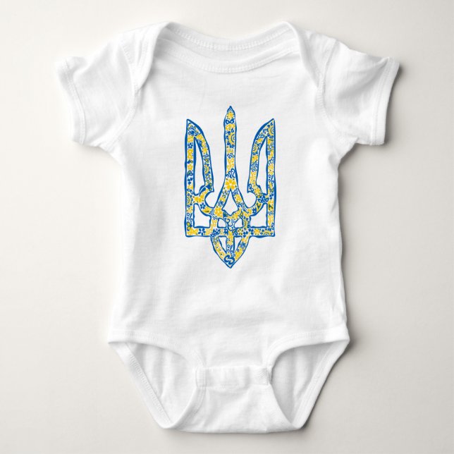 Ukrainisches Emblem trident tryzub ethnisch  Baby Strampler (Vorderseite)