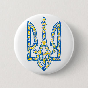 Ukrainisches Emblem trident tryzub ethnisch Button