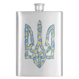 Ukrainisches Emblem trident tryzub ethnisch Flachmann