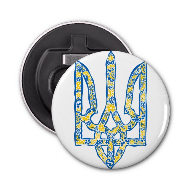 Ukrainisches Emblem trident tryzub ethnisch Flaschenöffner (Vorderseite)