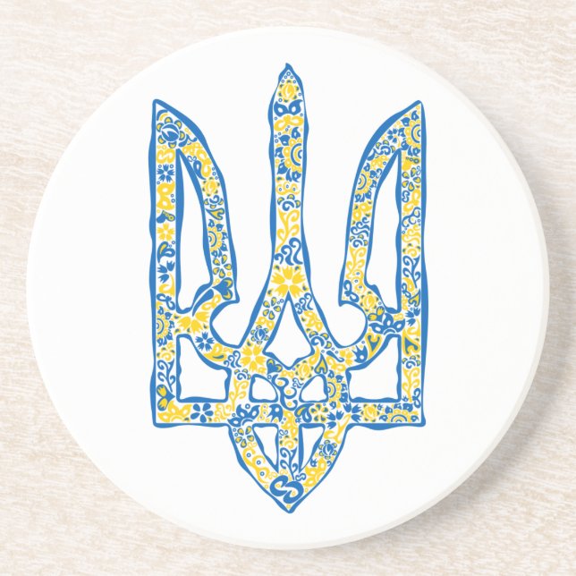 Ukrainisches Emblem trident tryzub ethnisch Getränkeuntersetzer (Vorne)