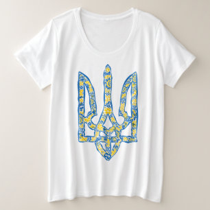 Ukrainisches Emblem trident tryzub ethnisch Große Größe T-Shirt
