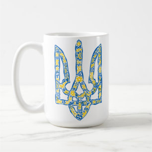Ukrainisches Emblem trident tryzub ethnisch Kaffeetasse