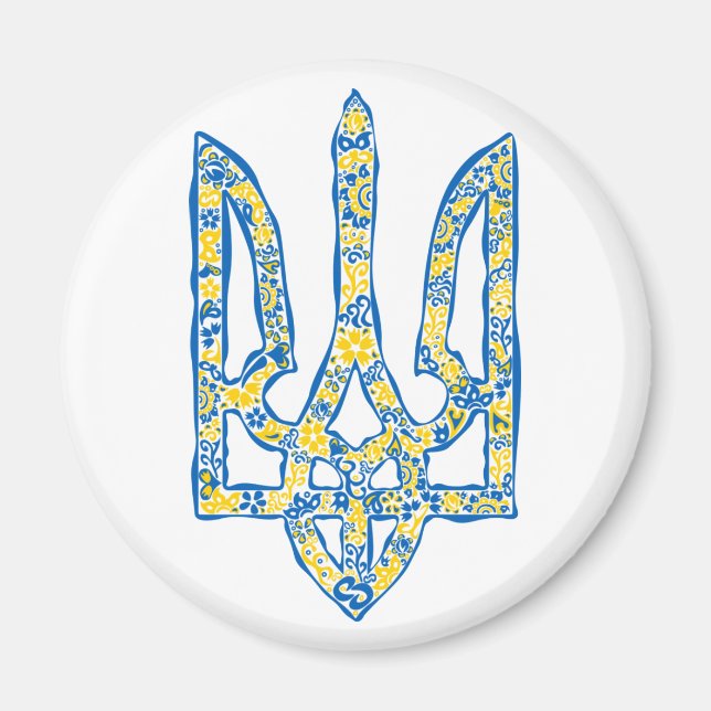 Ukrainisches Emblem trident tryzub ethnisch Magnet (Vorne)