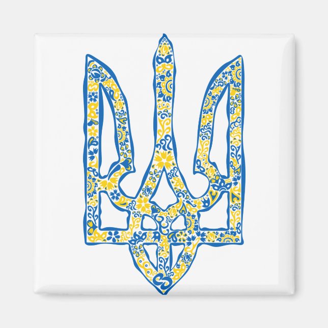 Ukrainisches Emblem trident tryzub ethnisch Magnet (Vorne)