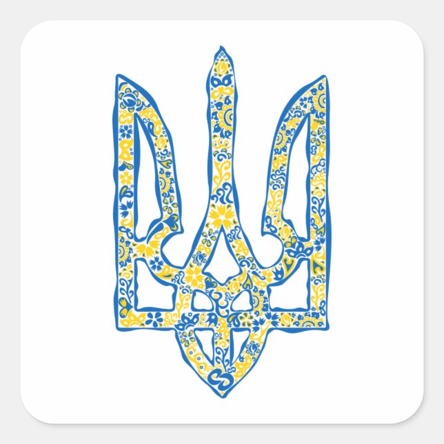Ukrainisches Emblem trident tryzub ethnisch Quadratischer Aufkleber (Vorderseite)