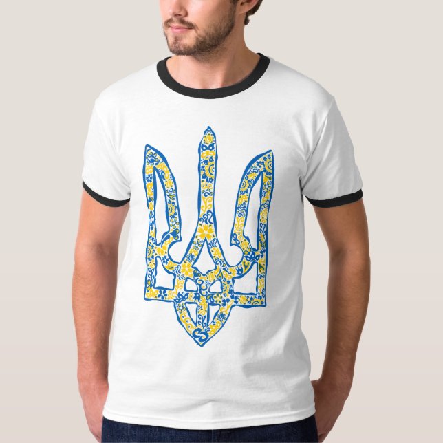 Ukrainisches Emblem trident tryzub ethnisch T-Shirt (Vorderseite)
