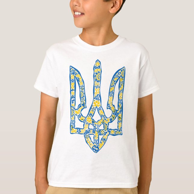 Ukrainisches Emblem trident tryzub ethnisch T-Shirt (Vorderseite)