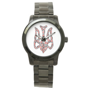 Ukrainisches Emblem trident tryzub stilisiert Armbanduhr