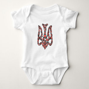 Ukrainisches Emblem trident tryzub stilisiert Baby Strampler