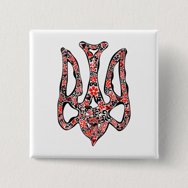 Ukrainisches Emblem trident tryzub stilisiert Button (Vorderseite)