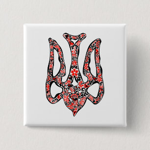 Ukrainisches Emblem trident tryzub stilisiert Button