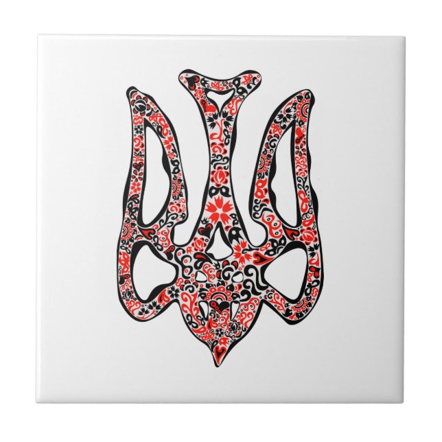 Ukrainisches Emblem trident tryzub stilisiert Fliese (Vorderseite)