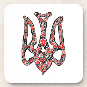 Ukrainisches Emblem trident tryzub stilisiert Getränkeuntersetzer