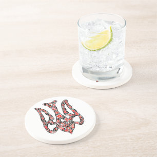 Ukrainisches Emblem trident tryzub stilisiert Getränkeuntersetzer