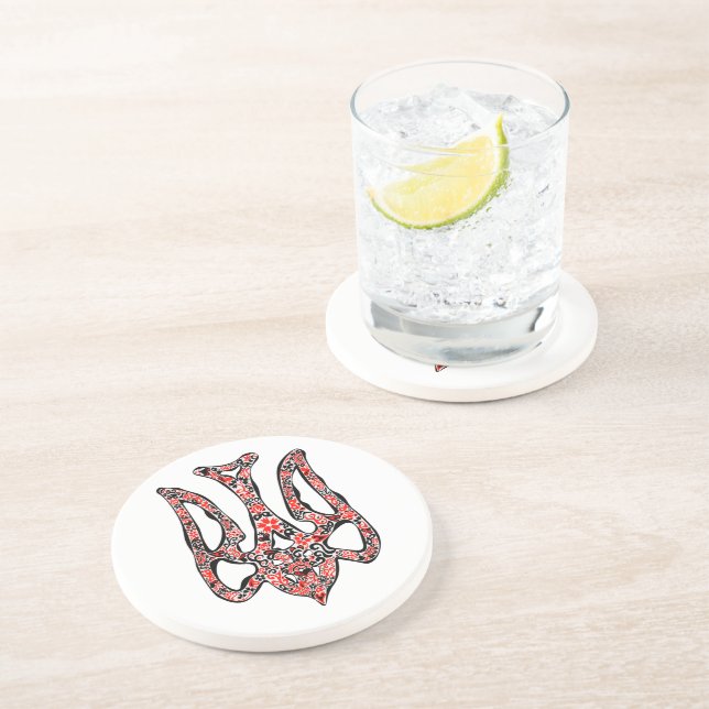 Ukrainisches Emblem trident tryzub stilisiert Getränkeuntersetzer (Seite)