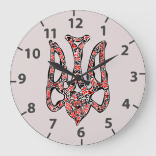 Ukrainisches Emblem trident tryzub stilisiert Große Wanduhr