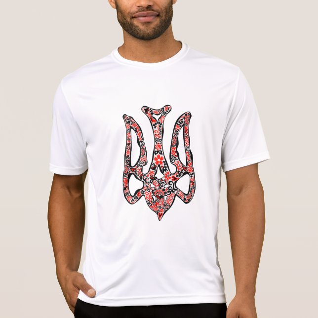 Ukrainisches Emblem trident tryzub stilisiert T-Shirt (Vorderseite)