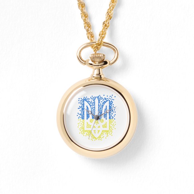 Ukrainisches Emblem trident tryzub zerstreut Herze Armbanduhr (Vorderseite)